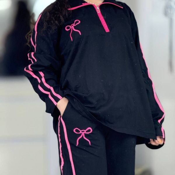 ست سوییشرت و شلوار پاپیون ساده