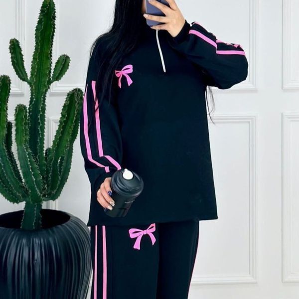 ست سوییشرت و شلوار پاپیون ساده