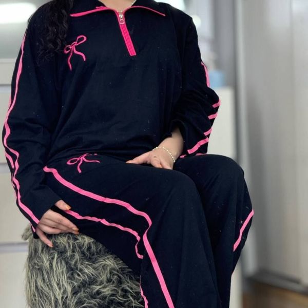 ست سوییشرت و شلوار پاپیون ساده