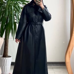 خرید اینترنتی مانتو چرم بلند