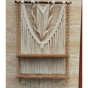 شلف چوبی مکرومه دو طبقه کاربردی ارت بیوتی