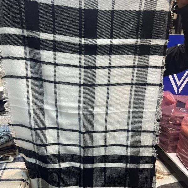 شال موهر زمستانه چهارخونه دوررو