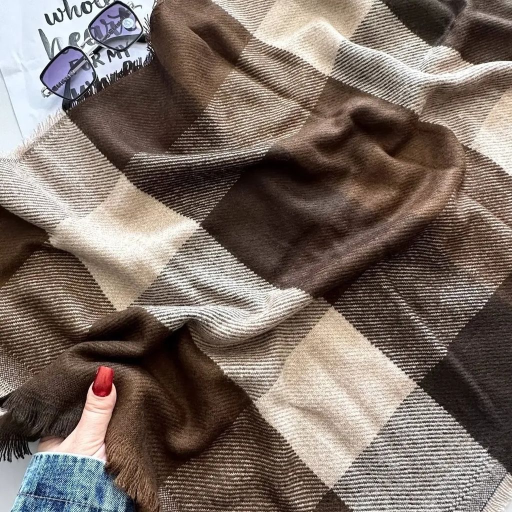 مشخصات شال موهر زمستانه چهارخونه دوررو