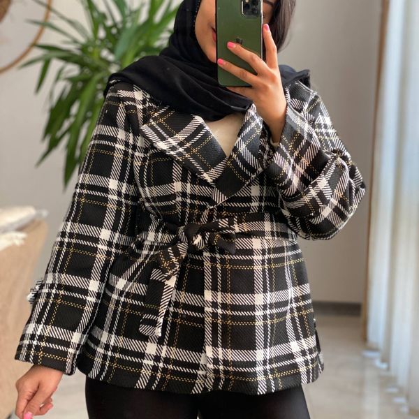 پالتو چهارخونه کمردار ونوس