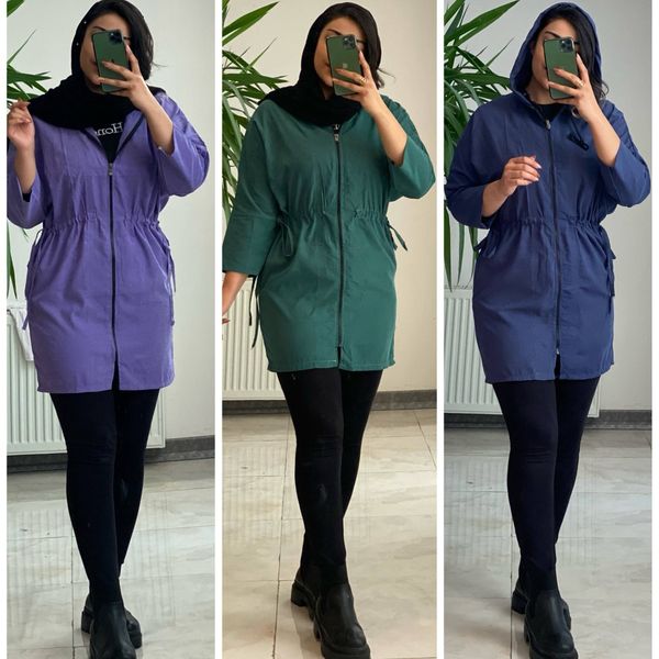 مانتو کلاه‌دار جلو زیپ