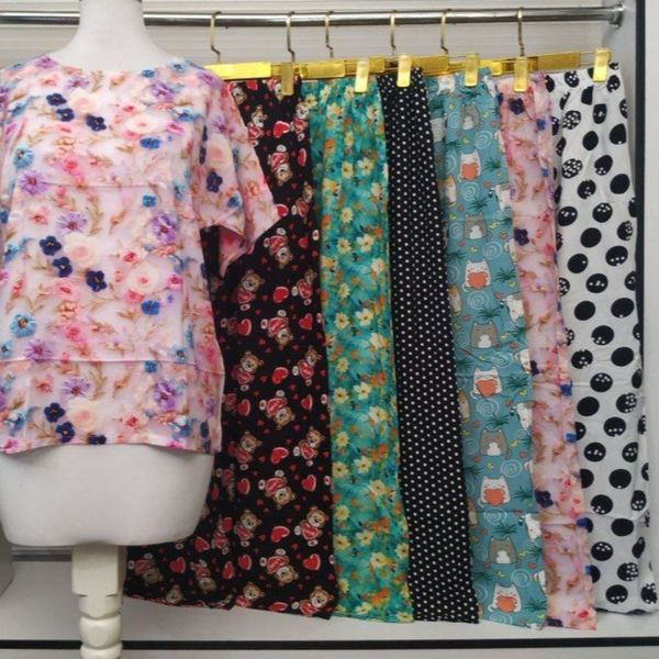 ست تیشرت وشلوار نخی خارجی