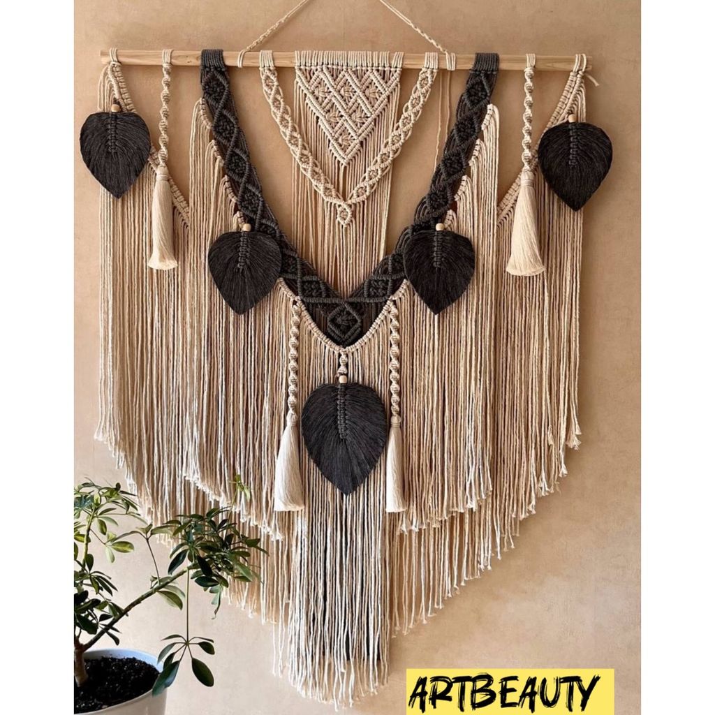 خرید اینترنتی اویز مکرومه بافی ریسه دار طرح داربو