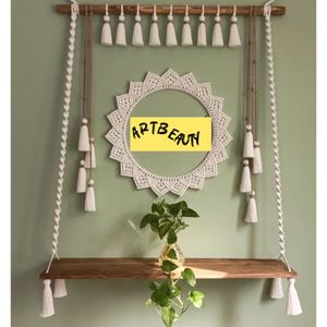 ست قاب و شلف مکرومه بافی منگوله دار