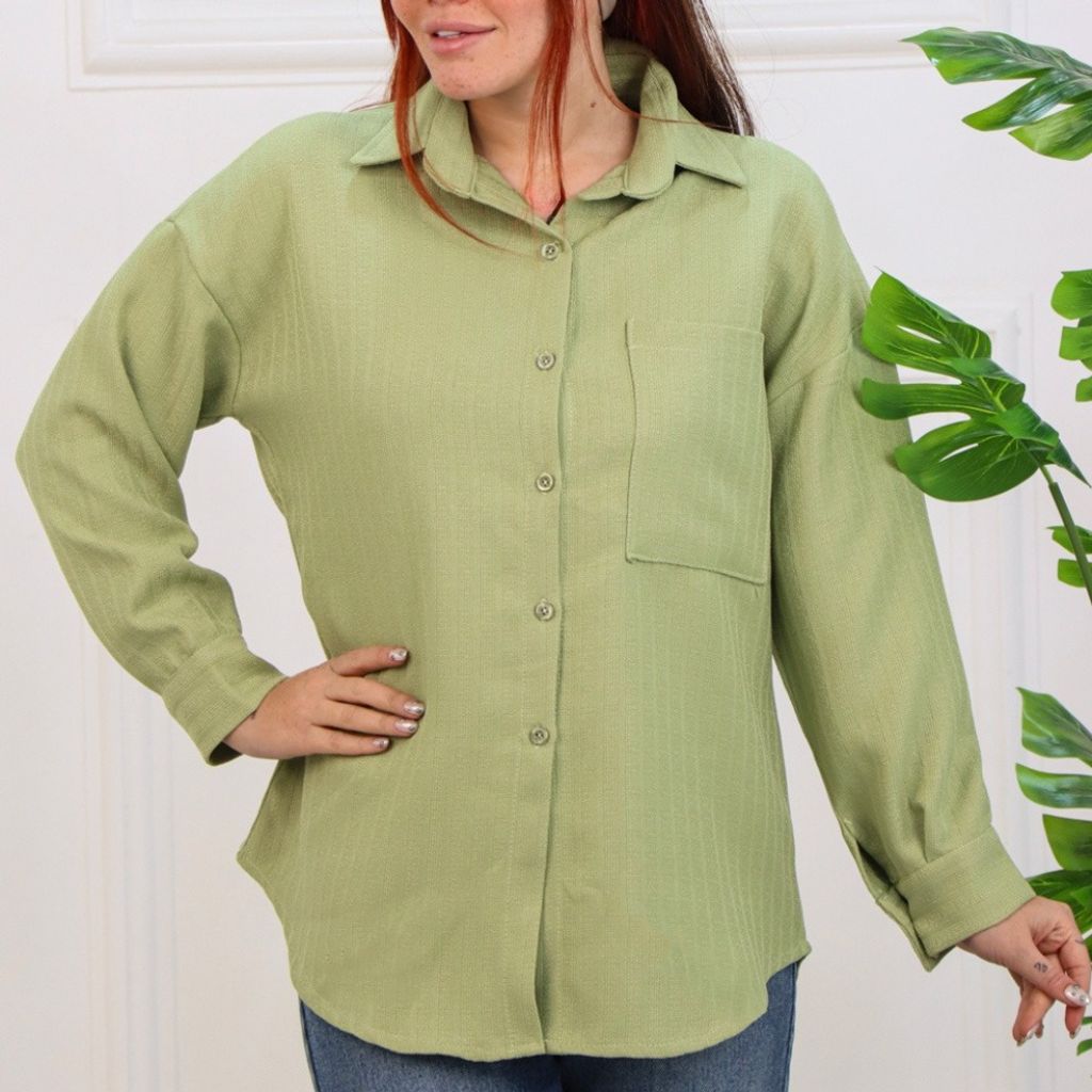 خرید آنلاین شومیز تک جیب دکمه دار گرم بالا زنانه 1317