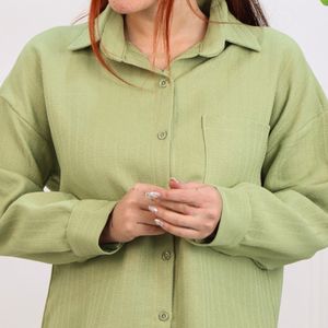 خرید انلاین شومیز تک جیب دکمه دار گرم بالا زنانه 1317