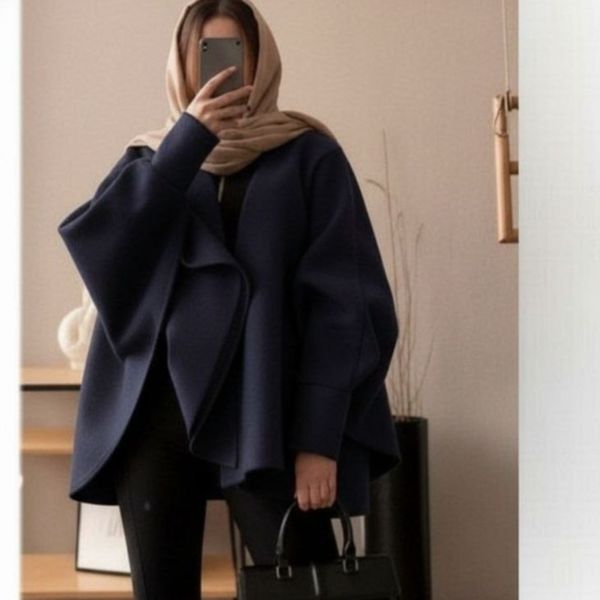 شنل عبایی زنانه توییت پشمی مدل طلا