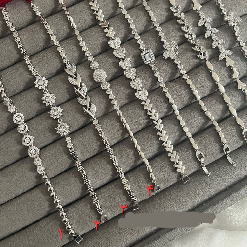 فروش اینترنتی دستبند استیل رنگ ثابت نگین اتمی