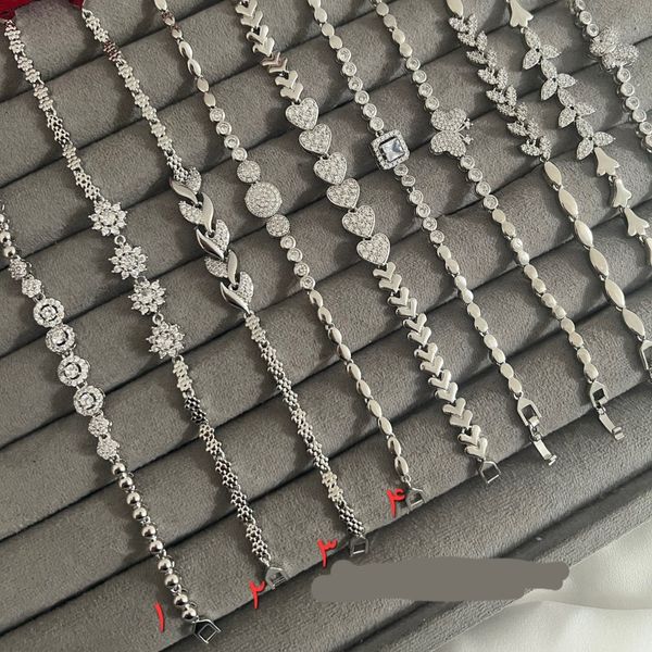 دستبند استیل رنگ ثابت نگین اتمی