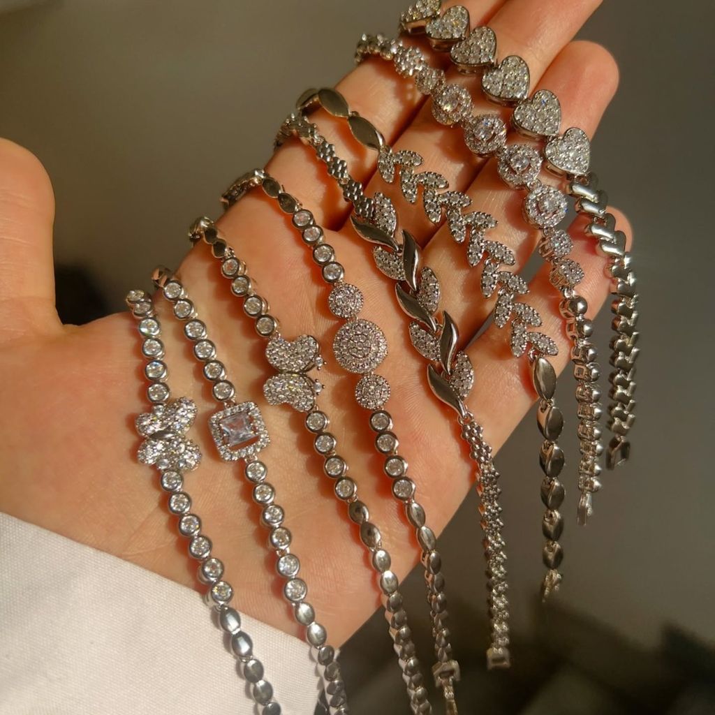 خرید آنلاین دستبند استیل رنگ ثابت نگین اتمی