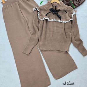 خرید اینترنتی بافت  زنانه و دخترانه ست رز(یقه ربان دار)