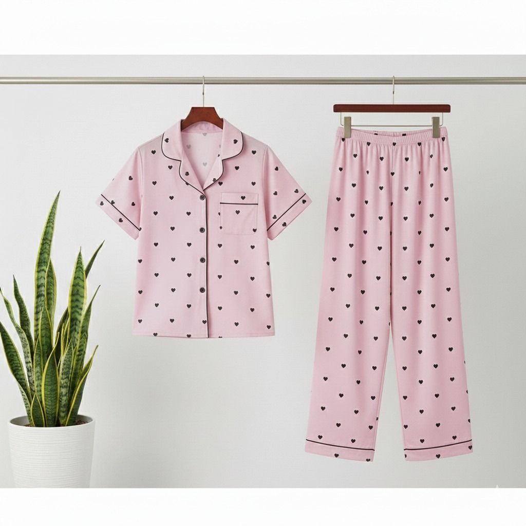 فروش اینترنتی شومیز وشلوار ساتن ابریشم زنانه طرح قلب