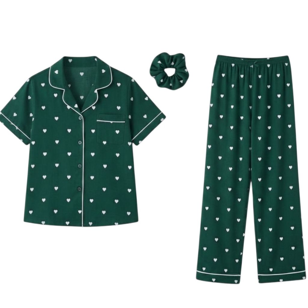 قیمت ارزان شومیز وشلوار ساتن ابریشم زنانه طرح قلب