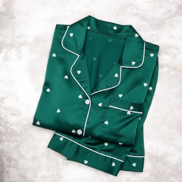 شومیز وشلوار ساتن ابریشم زنانه طرح قلب