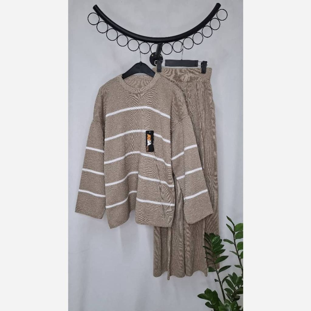 مشخصات ست بلوز شلوار بافت راه راه 