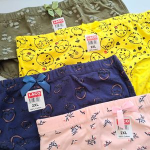 قیمت ارزان شورت زنانه نخی فاق بلند بسته 4 عددی میکس