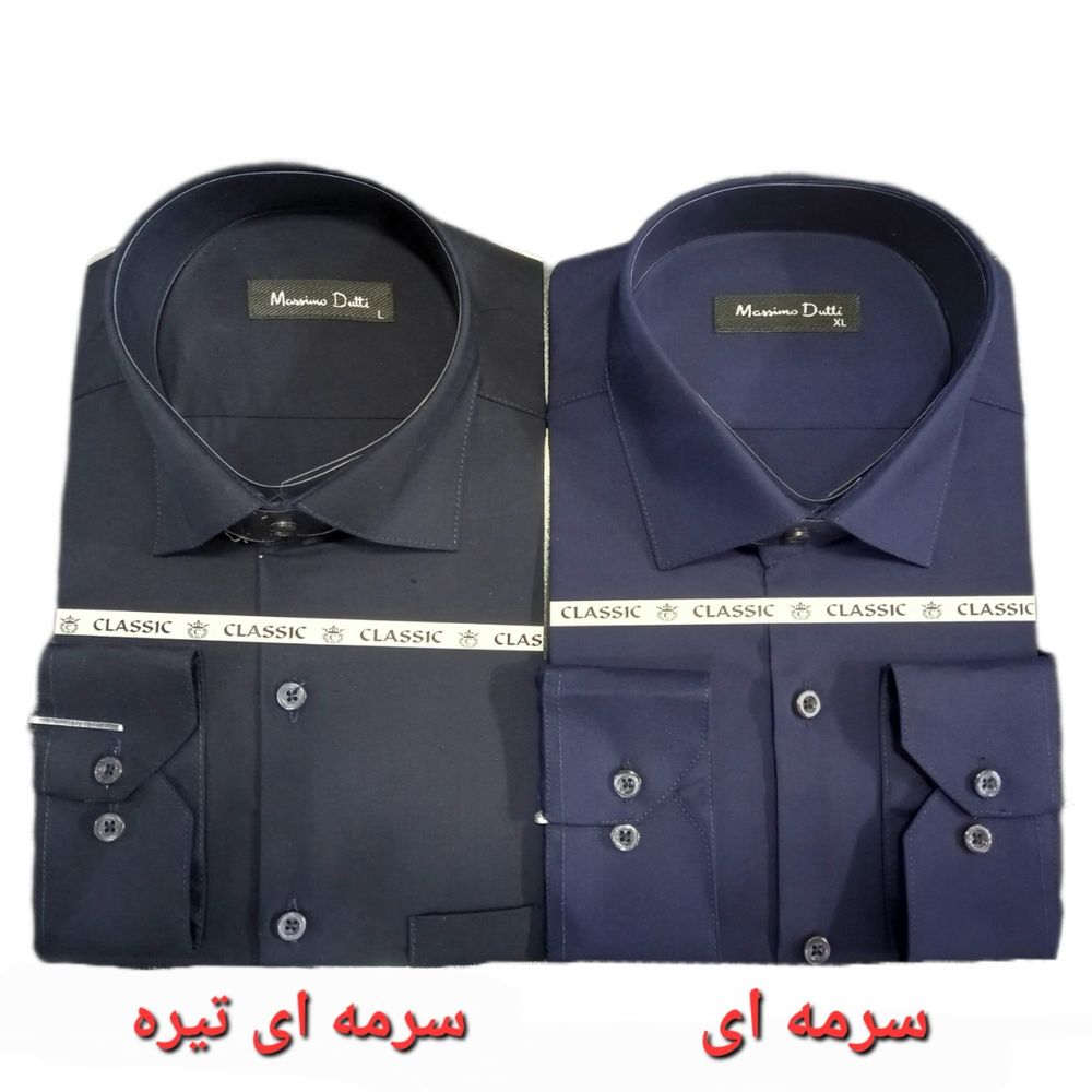 فروش اینترنتی پیراهن تترون مردانه کلاسیک رنگ سرمه ای