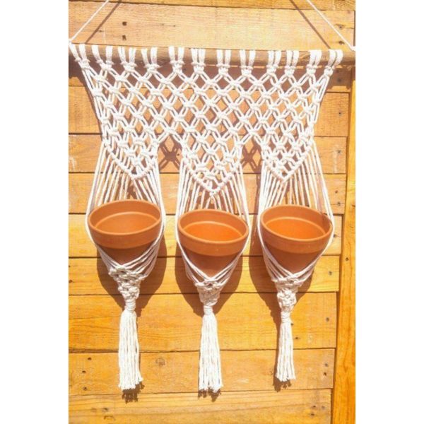 آویز سه قلو مکرومه مدل کیوان