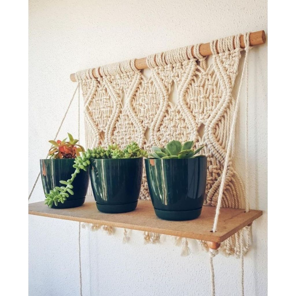 خرید اینترنتی آویز شلف مکرومه طرح بارانا