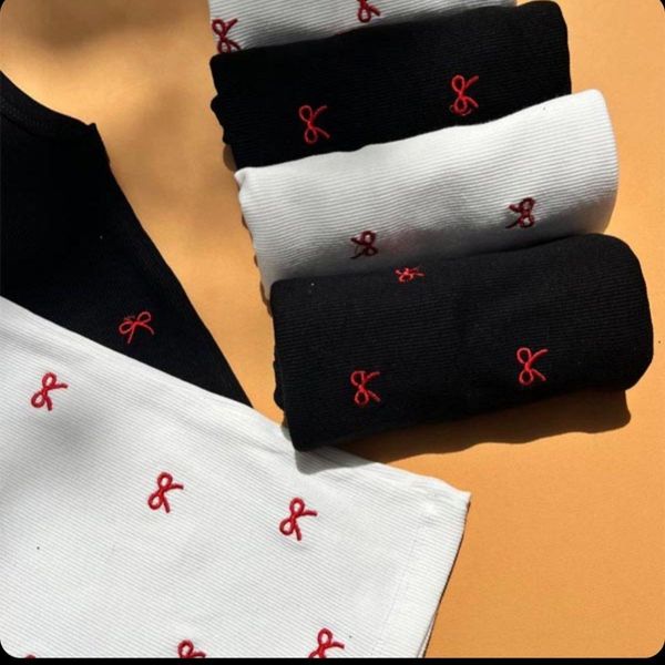 تاپ گلدوزی پاپیون سفید مشکی