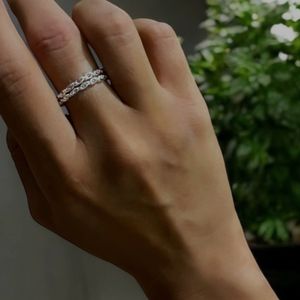 انگشتر زنانه دو تیکه مینیمال نگینی کد 3331019