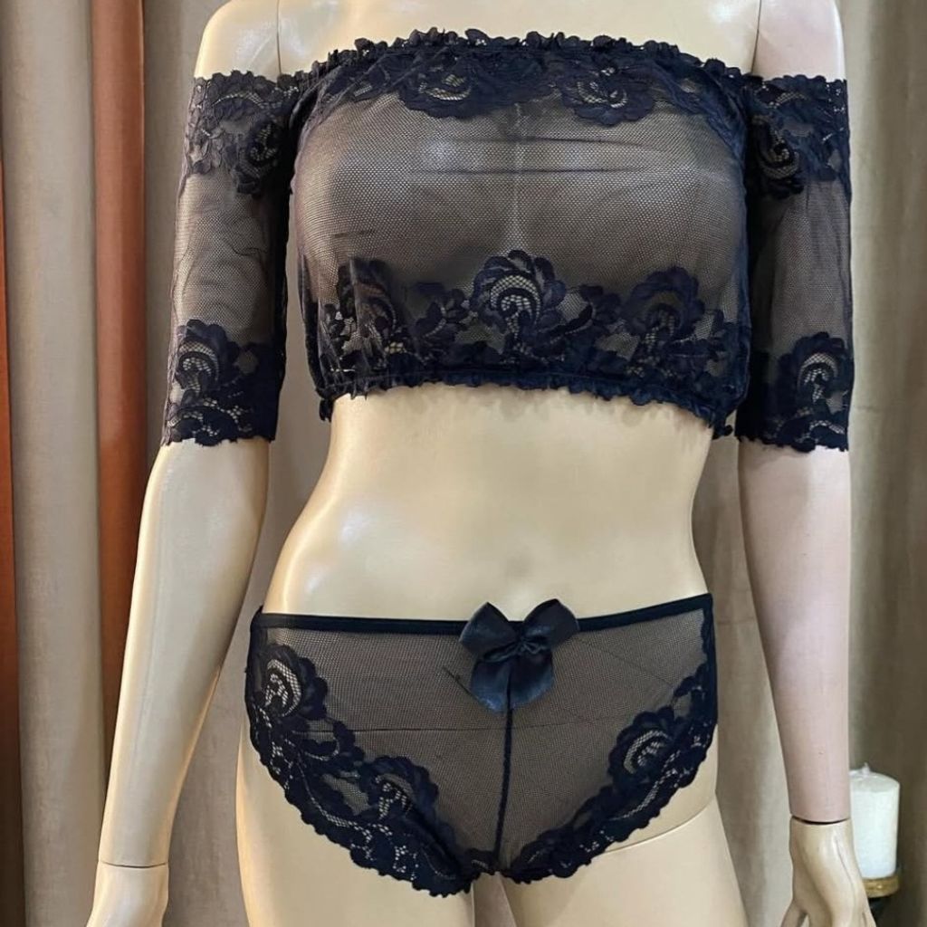 قیمت ارزان ست نیم تنه و شورت دانتل