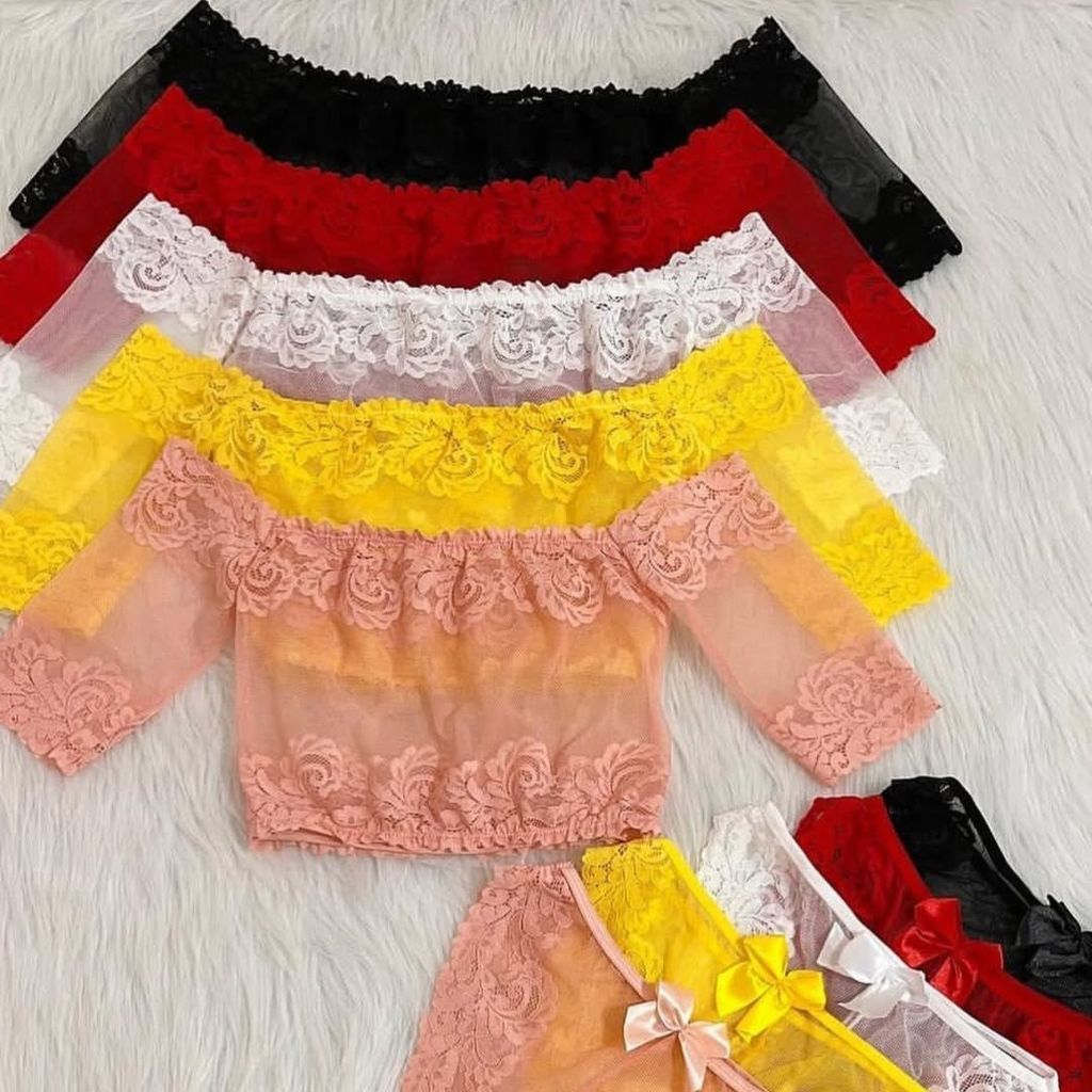 مشخصات ست نیم تنه و شورت دانتل