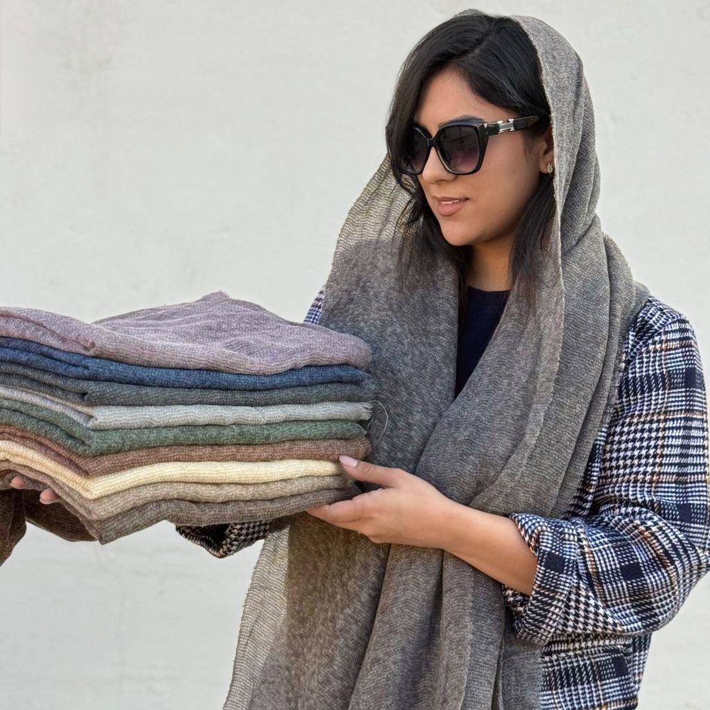 خرید آنلاین شال پاییزه کنفی سنگشور مدل مهرسا لوپی کید