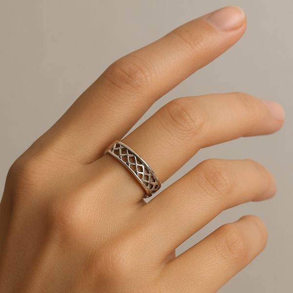 انگشتر اسپرت رینگی طرح حصیری کد 3331026