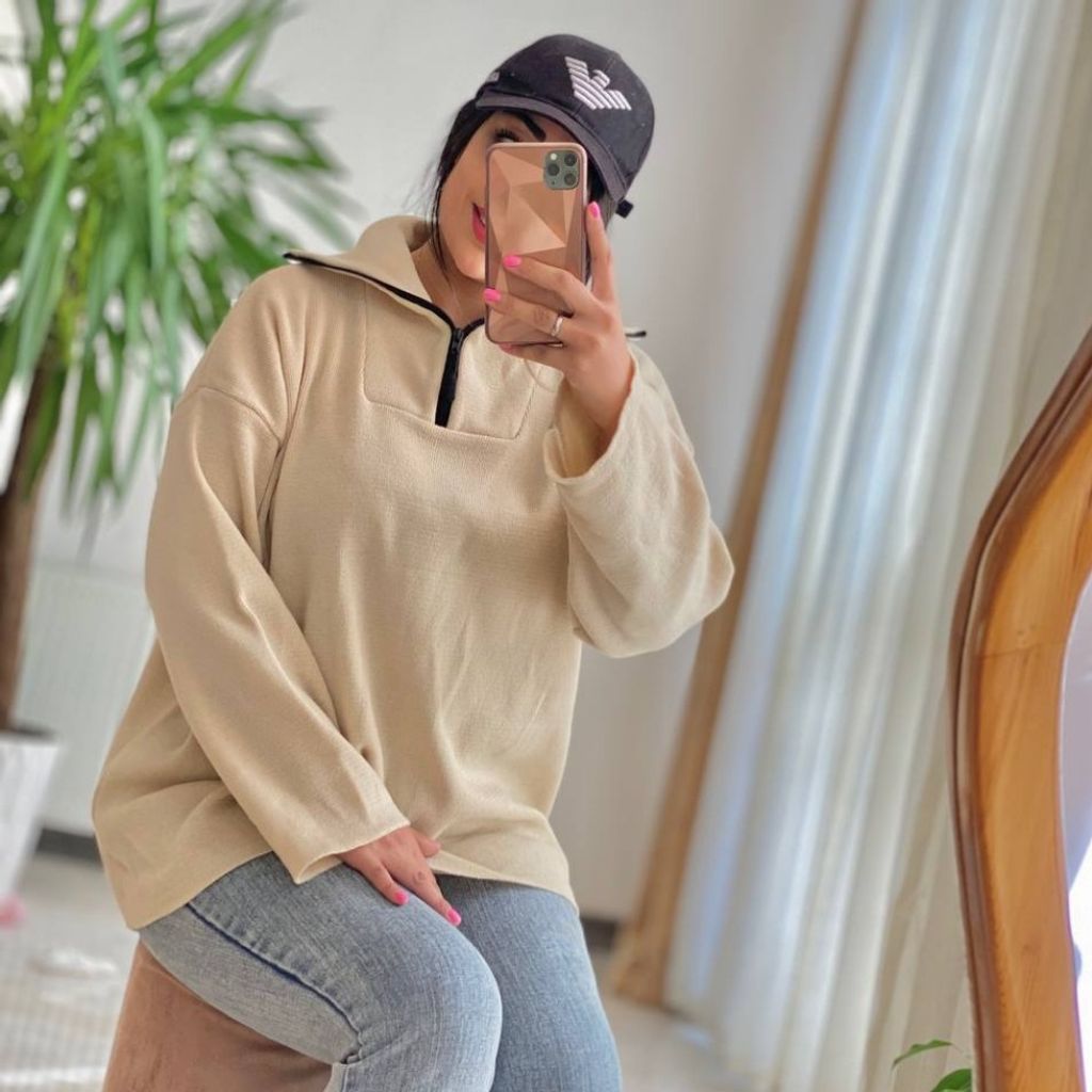 قیمت ارزان : بلوز بافت نیم زیپ هلسا