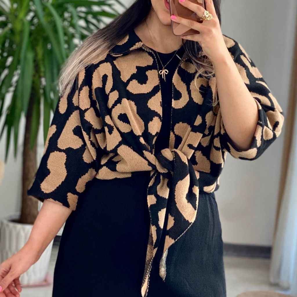 قیمت ارزان : شومیزبافت گره‌ای پلنگی