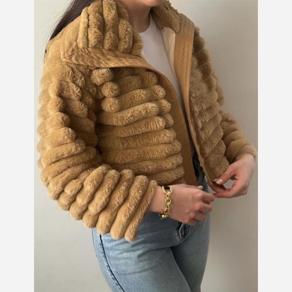 بامبر جکت پشمی خز سویشرت زنانه کت