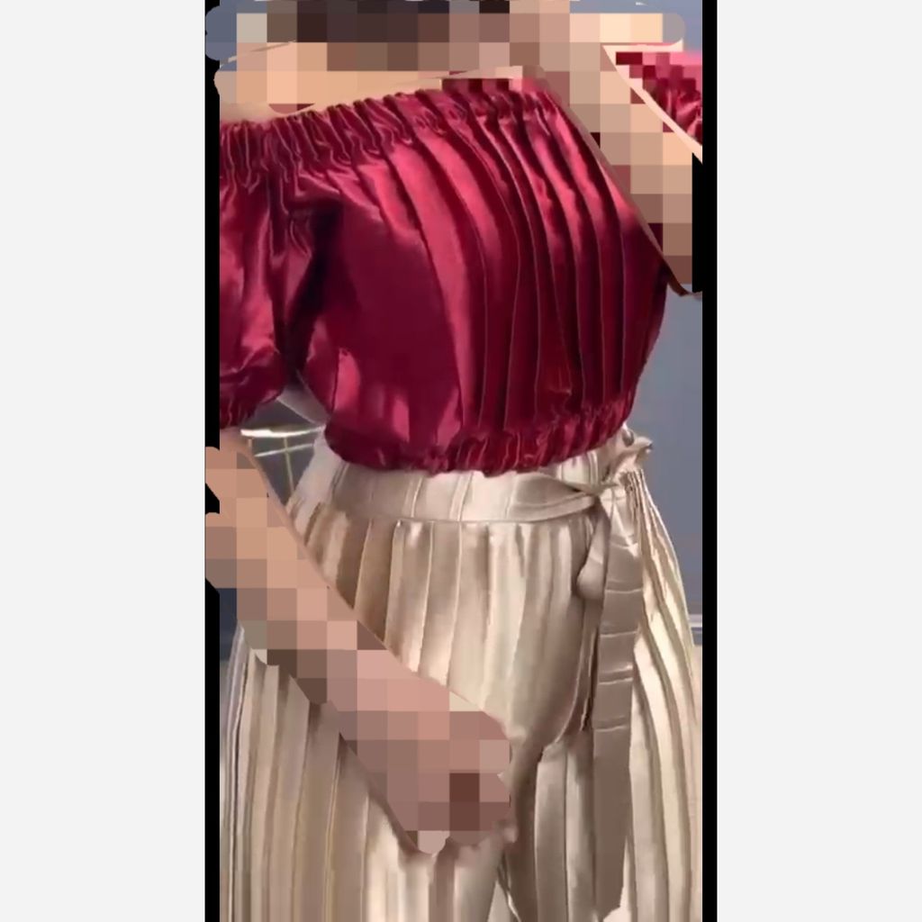 خرید آنلاین تاپ مجلسی پلیسه زنانه دکلته