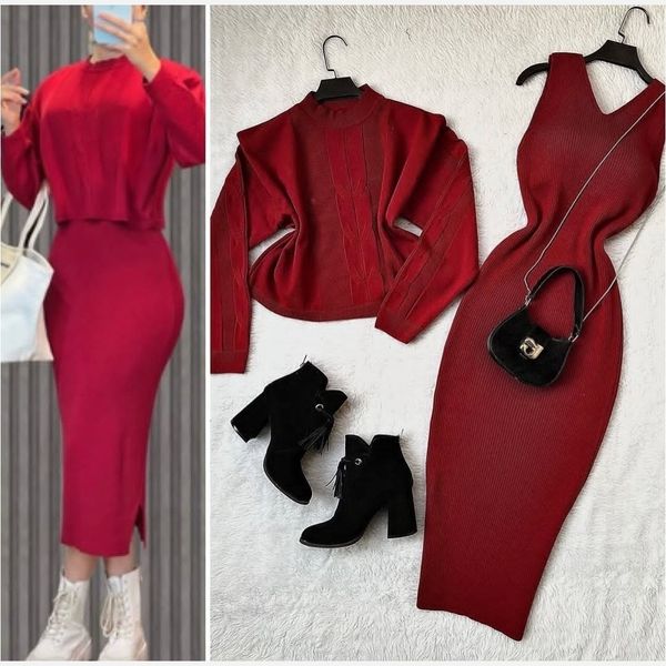 ست بافت زنانه  پیراهن و رویه