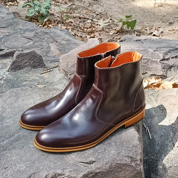 نیم بوت مردانه رسمی خاص چرم طبیعی مدل آلپاین قهوه ای