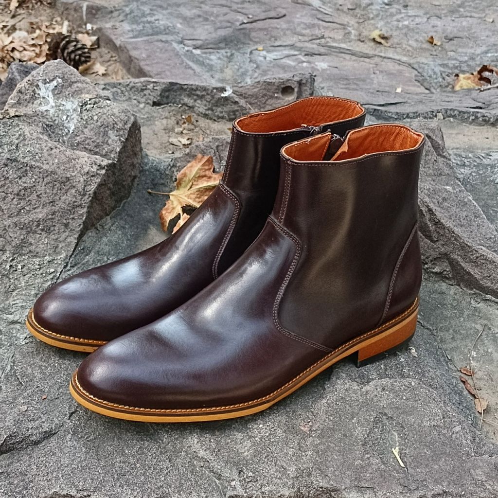 خرید اینترنتی نیم بوت مردانه رسمی خاص چرم طبیعی مدل آلپاین قهوه ای