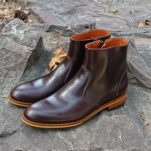 خرید اینترنتی نیم بوت مردانه رسمی خاص چرم طبیعی مدل آلپاین قهوه ای