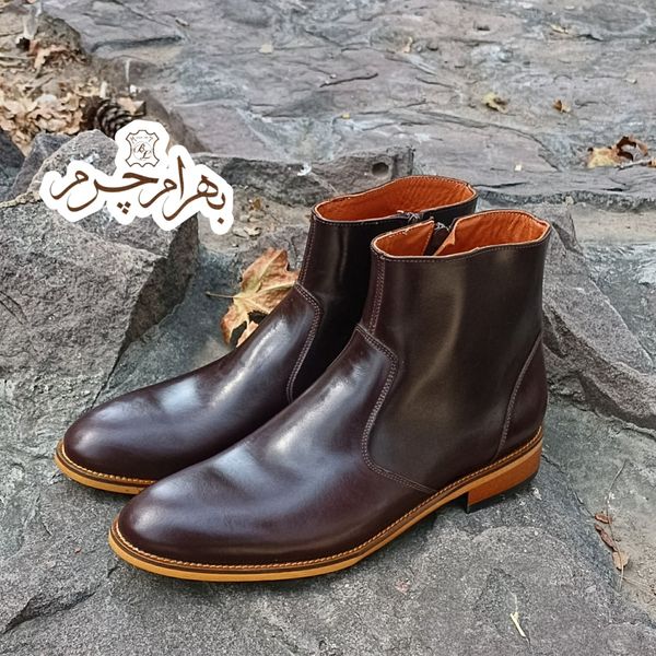 نیم بوت مردانه رسمی خاص چرم طبیعی مدل آلپاین قهوه ای