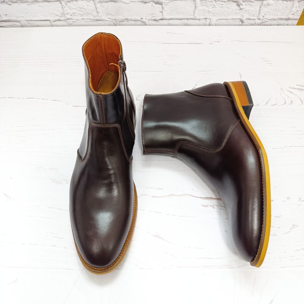 فروش اینترنتی نیم بوت مردانه رسمی خاص چرم طبیعی مدل آلپاین قهوه ای