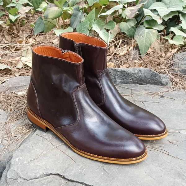 نیم بوت مردانه رسمی خاص چرم طبیعی مدل آلپاین قهوه ای