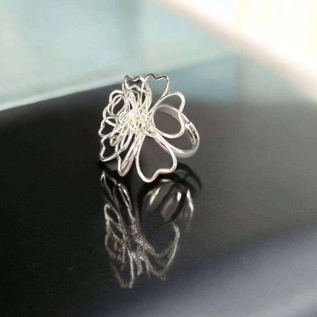 خرید آنلاین انگشتر زنانه سیمی طرح قلب کد 3331005