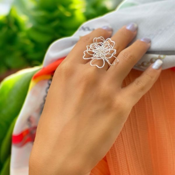 انگشتر زنانه سیمی طرح قلب کد 3331005