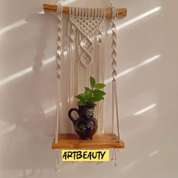 شلف چوبی مکرومه طرح ستاره