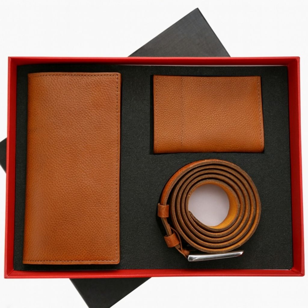 قیمت ست کیف ،کمربند،جاکارتی چرم طبیعی مردانه