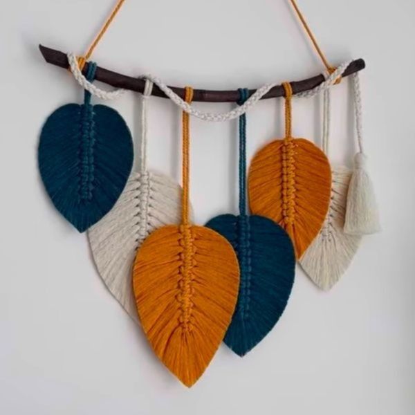 دیوارکوب برگ مکرومه دکوری مدل لعلینه