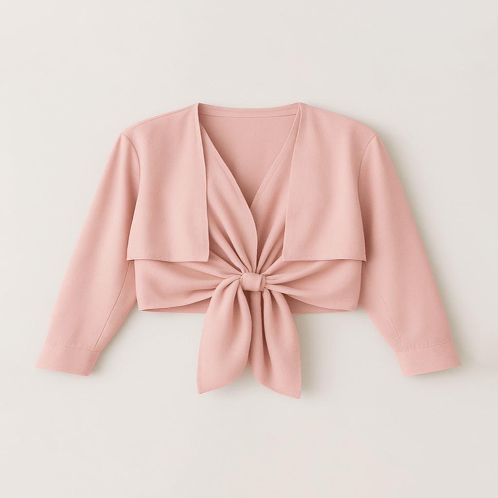 خرید اینترنتی قیمت شومیز زنانه گره‌ای سلین – کرپ سبک با طراحی جلو باز